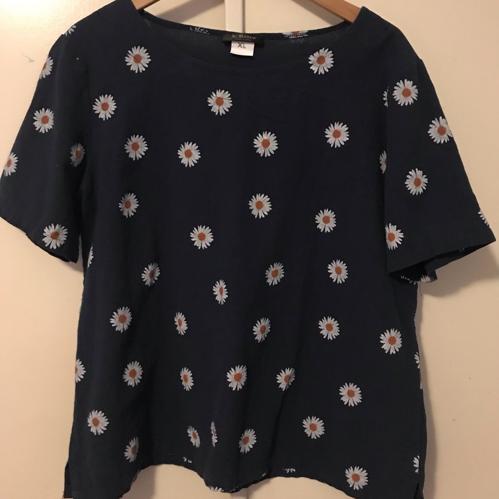 Linen blend Daisy Boho Spring Summer Top
